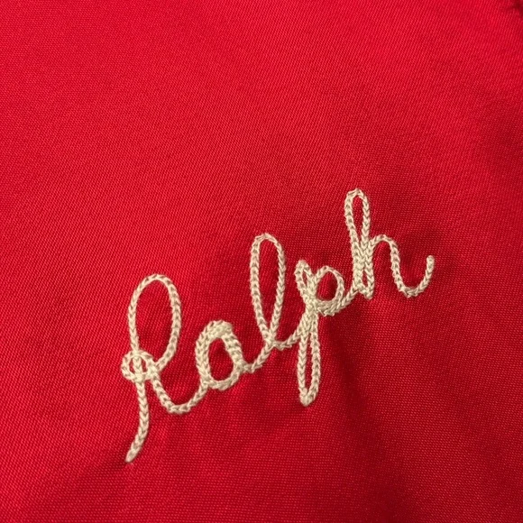 Polo Ralph Lauren Red and Cream “p-patch 1967” satin bomber jacket